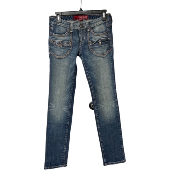 Guess Jeans Stretch Bootcut Denim Mid Rise Size 27 Vintage Y2K Style - Picture 2 of 7